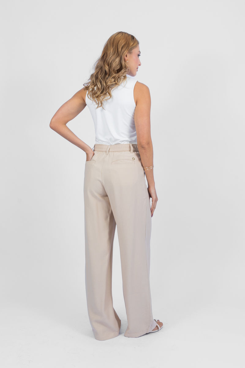Miniatura: 03.3517-W Calça alfaiataria reta com pregas e bolso faca