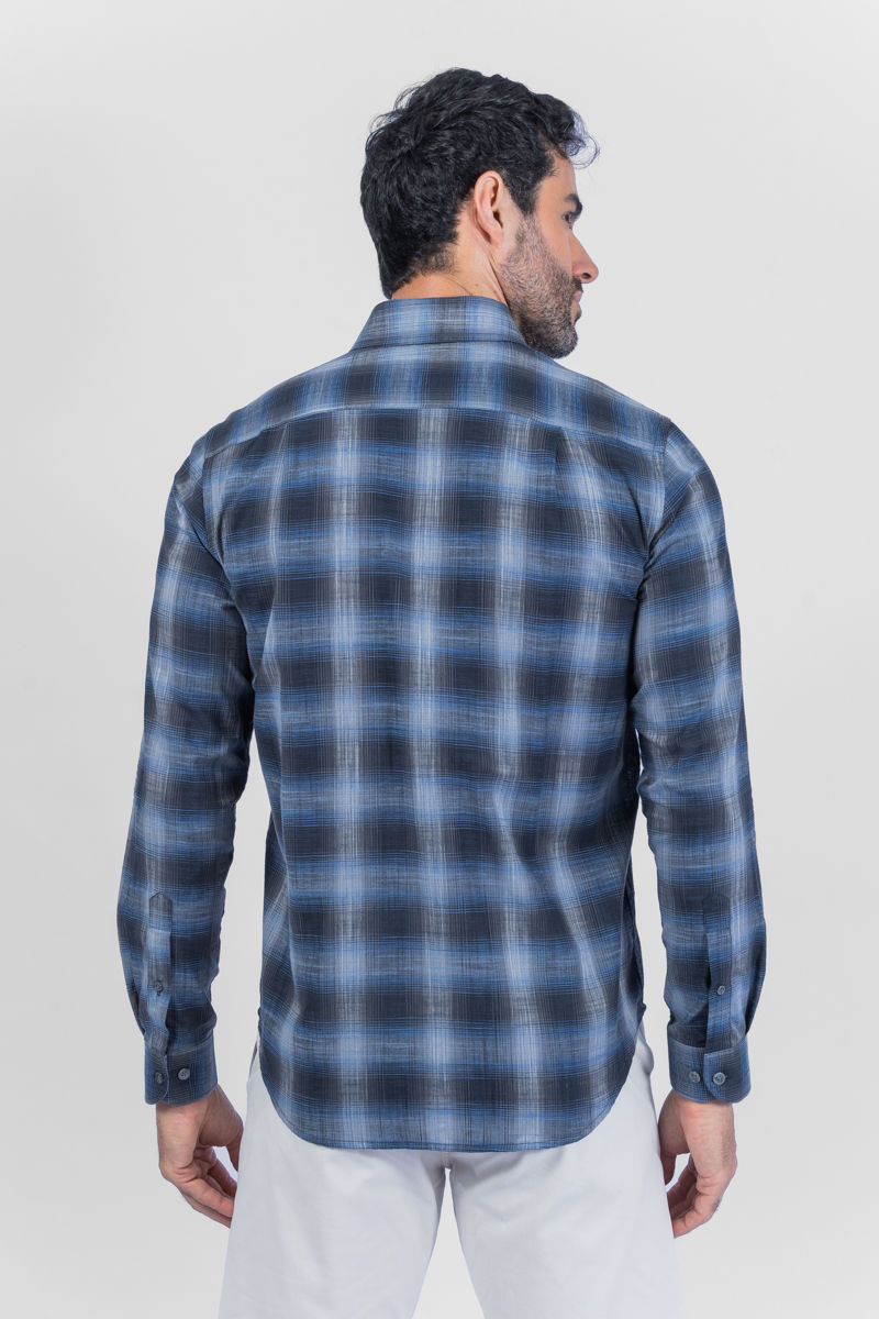 Miniatura: 01.21122-N Camisa manga longa tricoline xadrez 100% algodão