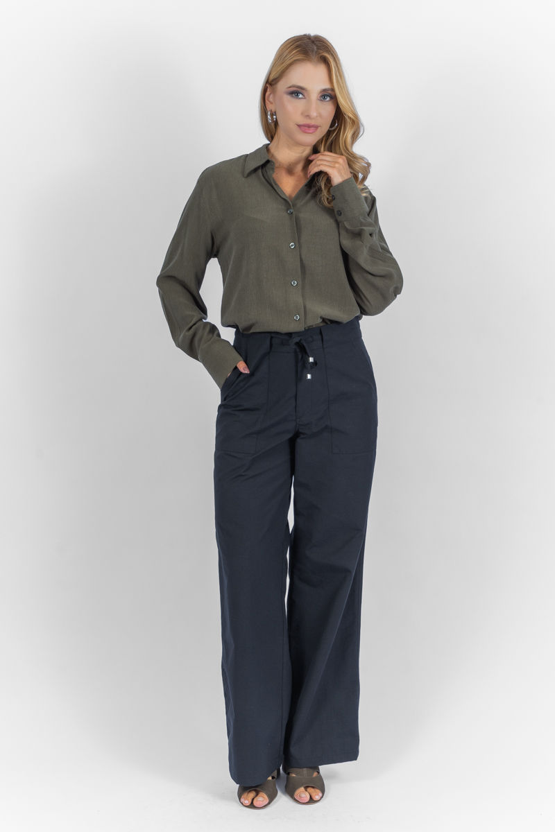 03.3621-W Calça wide leg bolso sobreposto e cordão