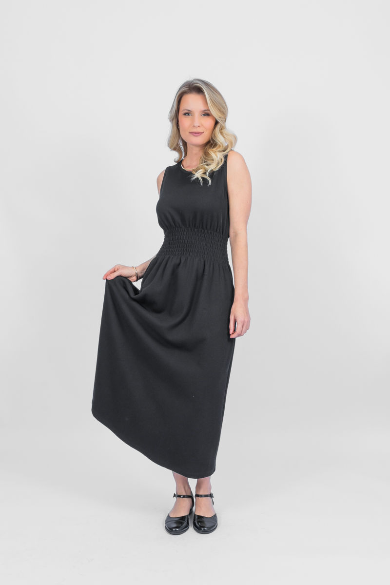 Miniatura: 11.20949-W Vestido midi com lastéx na cintura e bolsos