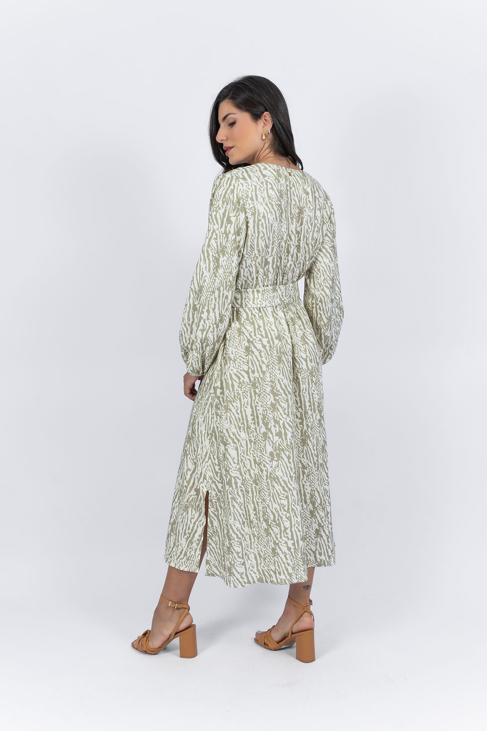 Miniatura: 11.20722-W Vestido midi decote V manga longa