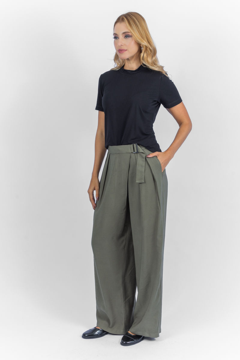 Miniatura: 03.3594-W Calça pantalona transpassada com fivela