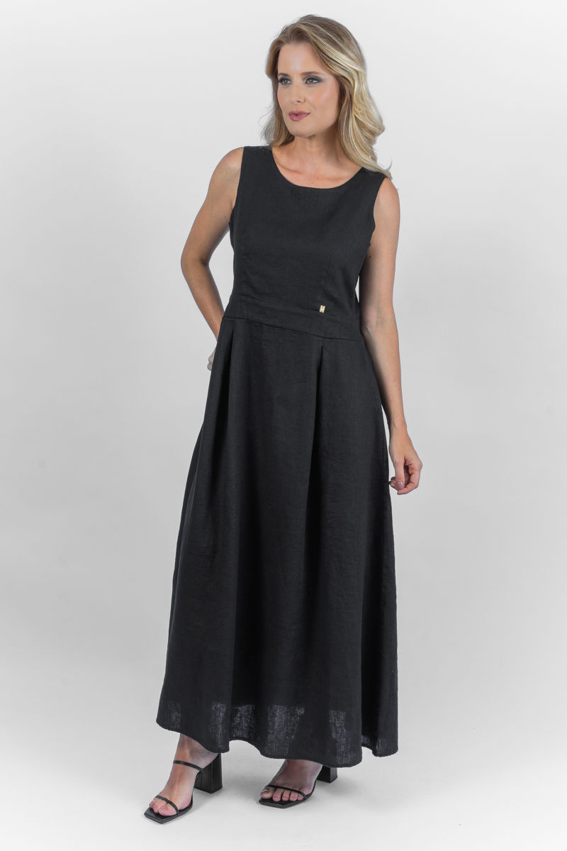 Miniatura: 11.21263-W Vestido midi cavado com pregas e bolsos 100% linho
