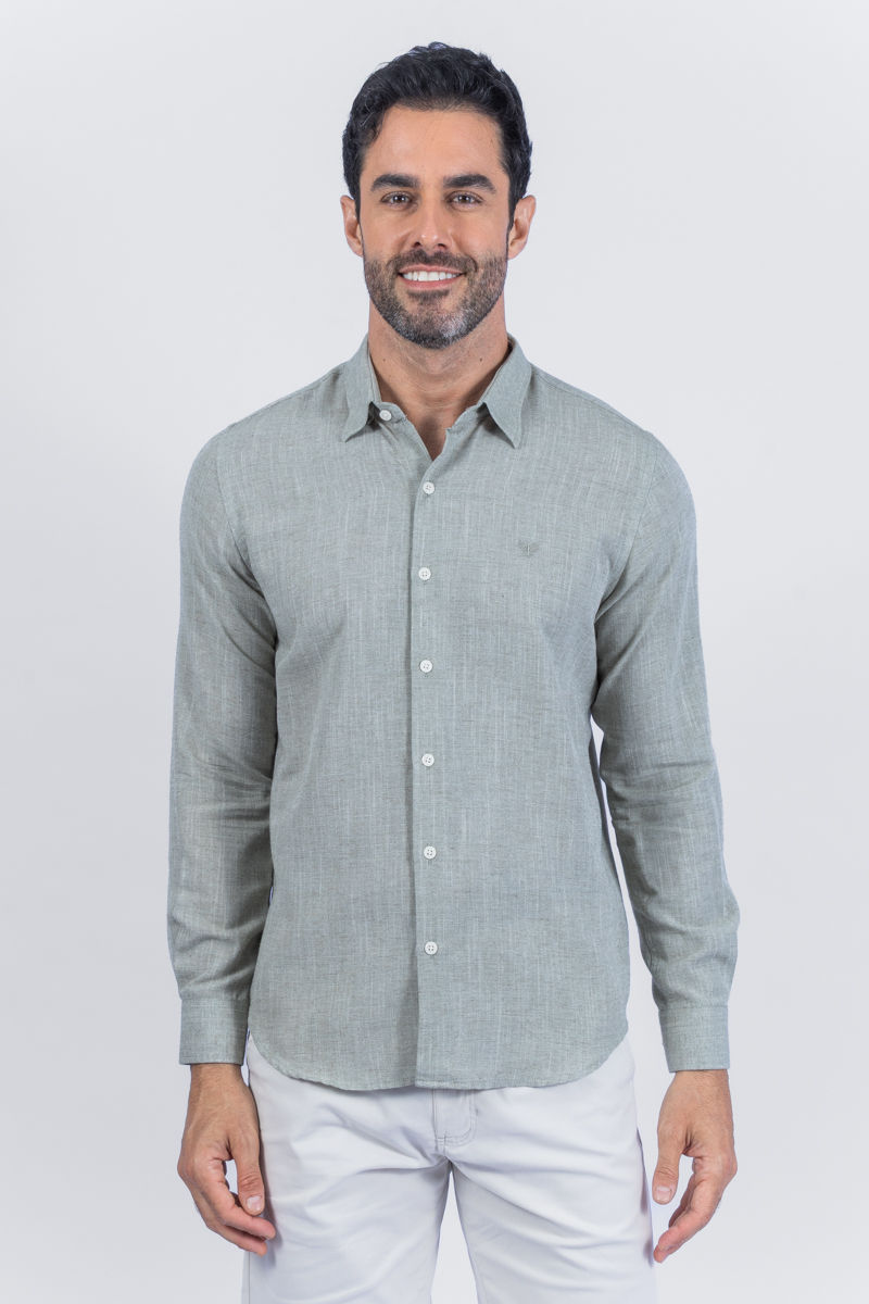 Miniatura: 01.21142-F Camisa manga longa algodão com linho Flame