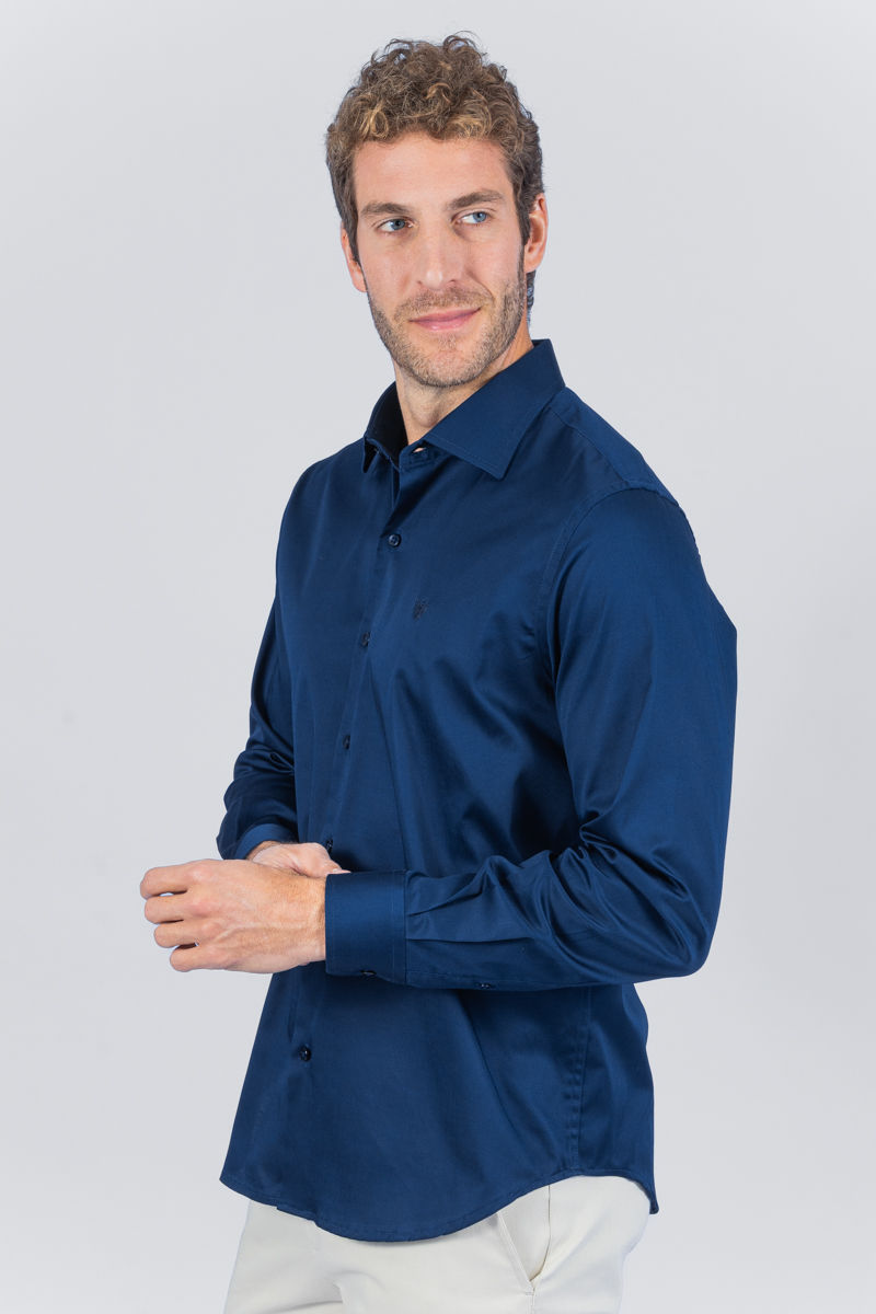 Miniatura: 01.20912-F Camisa Algodão com elastano  tricoline liso acetinado manga longa