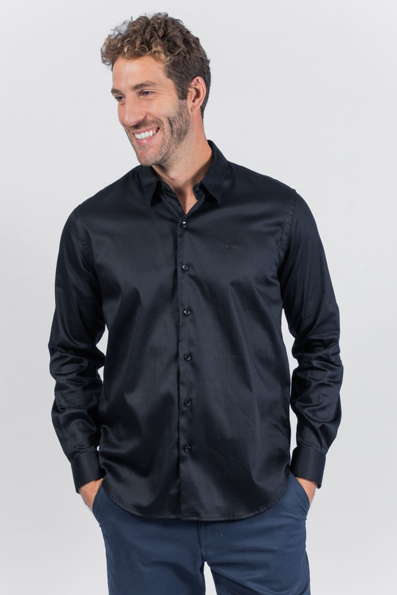 Miniatura: 01.21066-F Camisa manga longa tricoline acetinado  liso