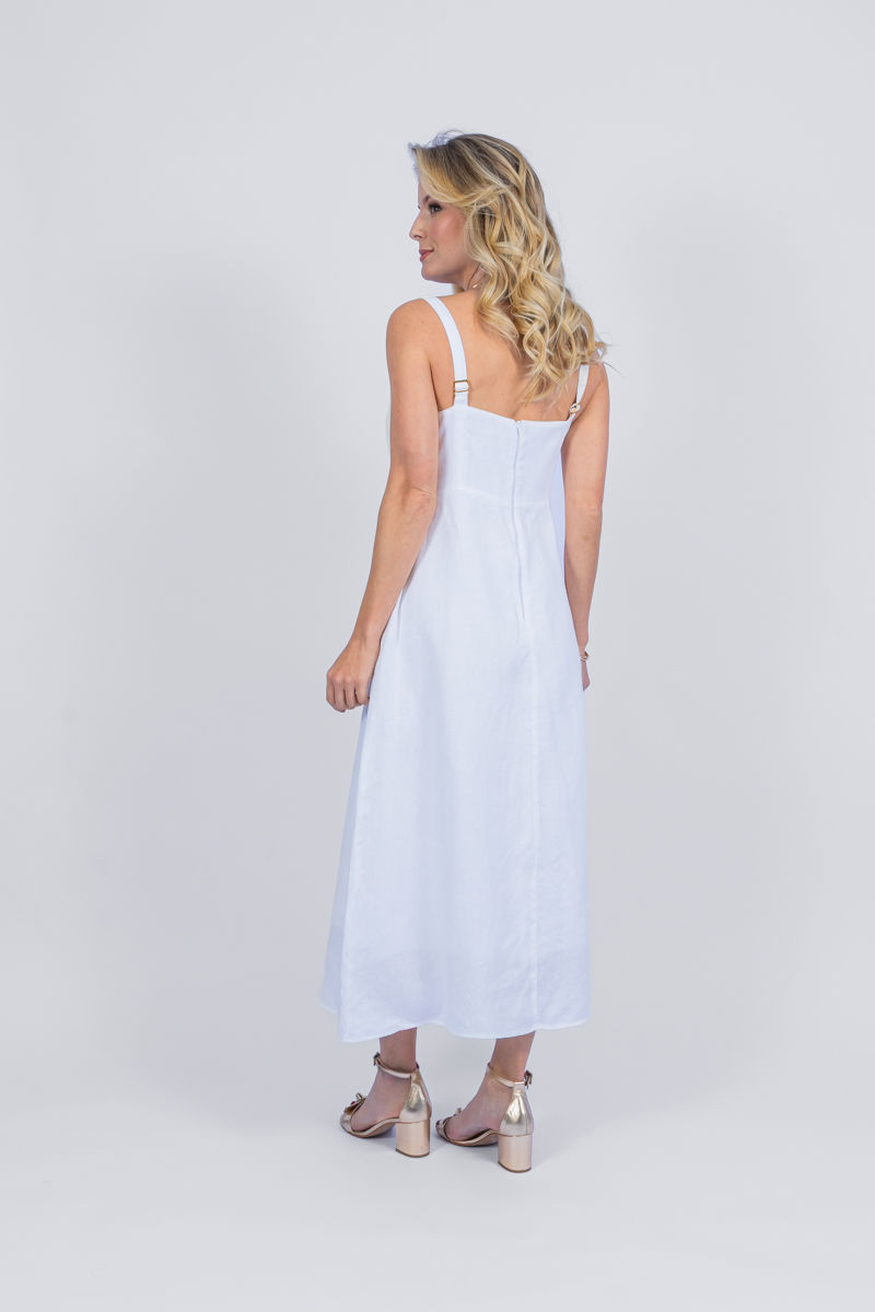 11.21009-W Vestido midi de alça com bolsos sobrepostos