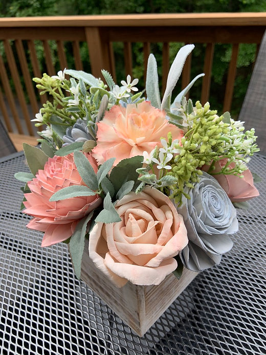 5x5 Wood Box Centerpiece (Blush) | Ligaya Flowers