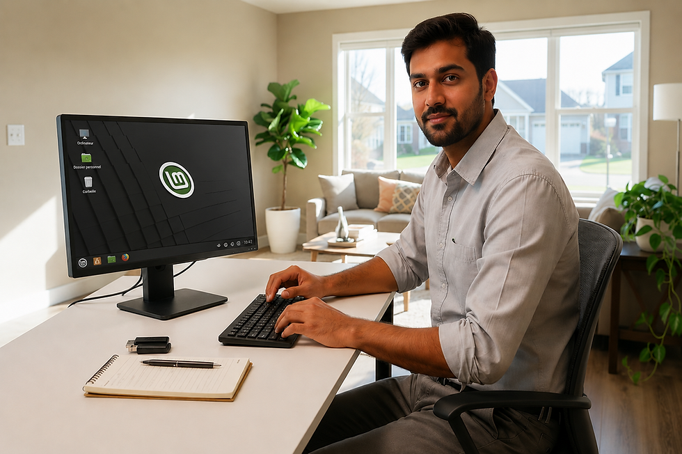 Technicien venant d'installer Linux sur un ordinateur.