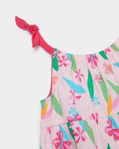 Thumbnail: Girls Tiered Jersey Dress- Pink