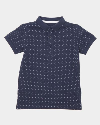 Boys Pique Polo- Navy Spot