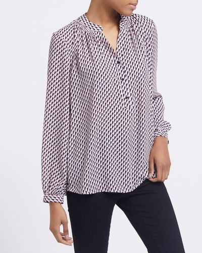 Thumbnail: Geo Print Long Sleeve Blouse