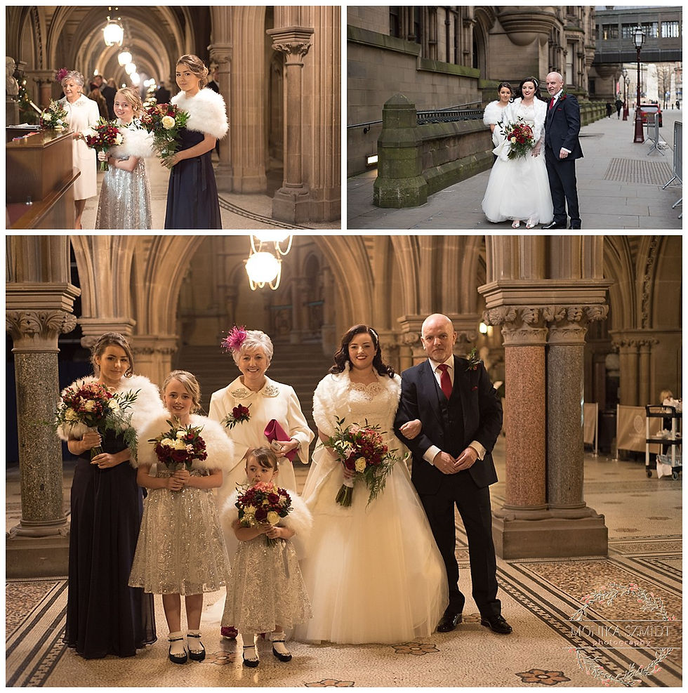 bride arrive to Manchester Town Hall