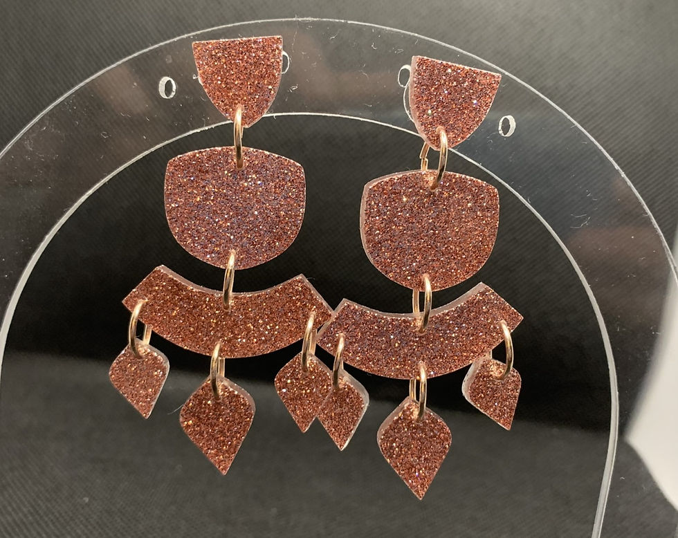 'Rose gold fancies' resin earrings