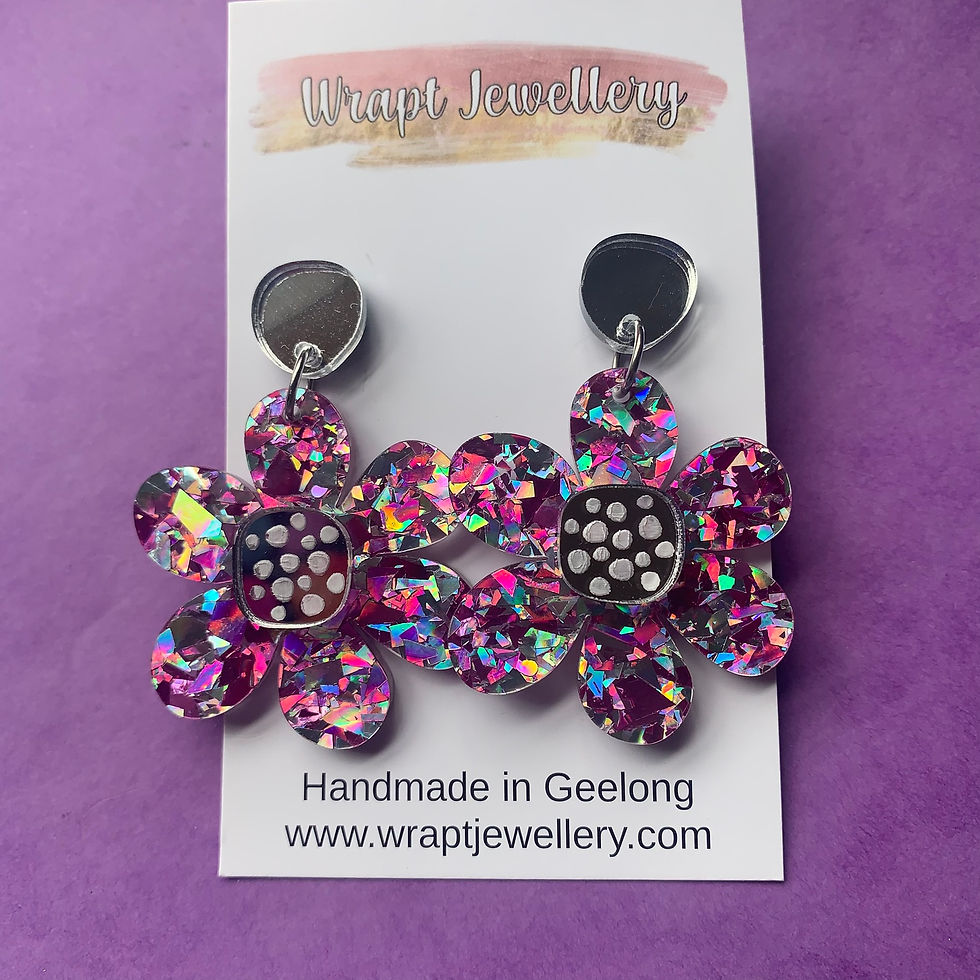 Pink crystal floral earrings