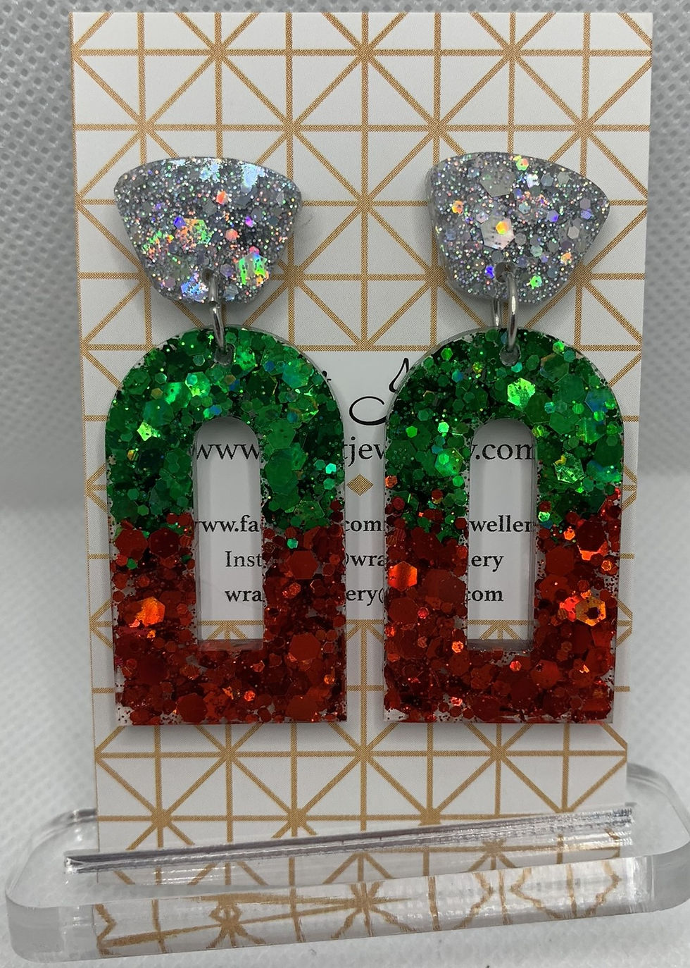 Christmas donut arch resin earrings