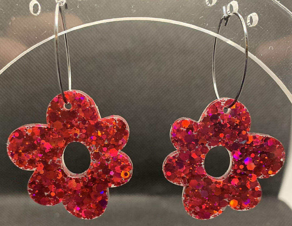 'Passion pink' blossom resin earrings