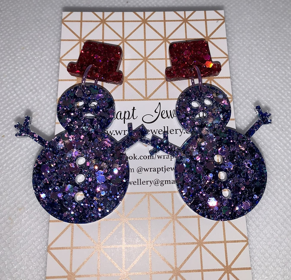 'Dragon Scales' snowperson resin earrings
