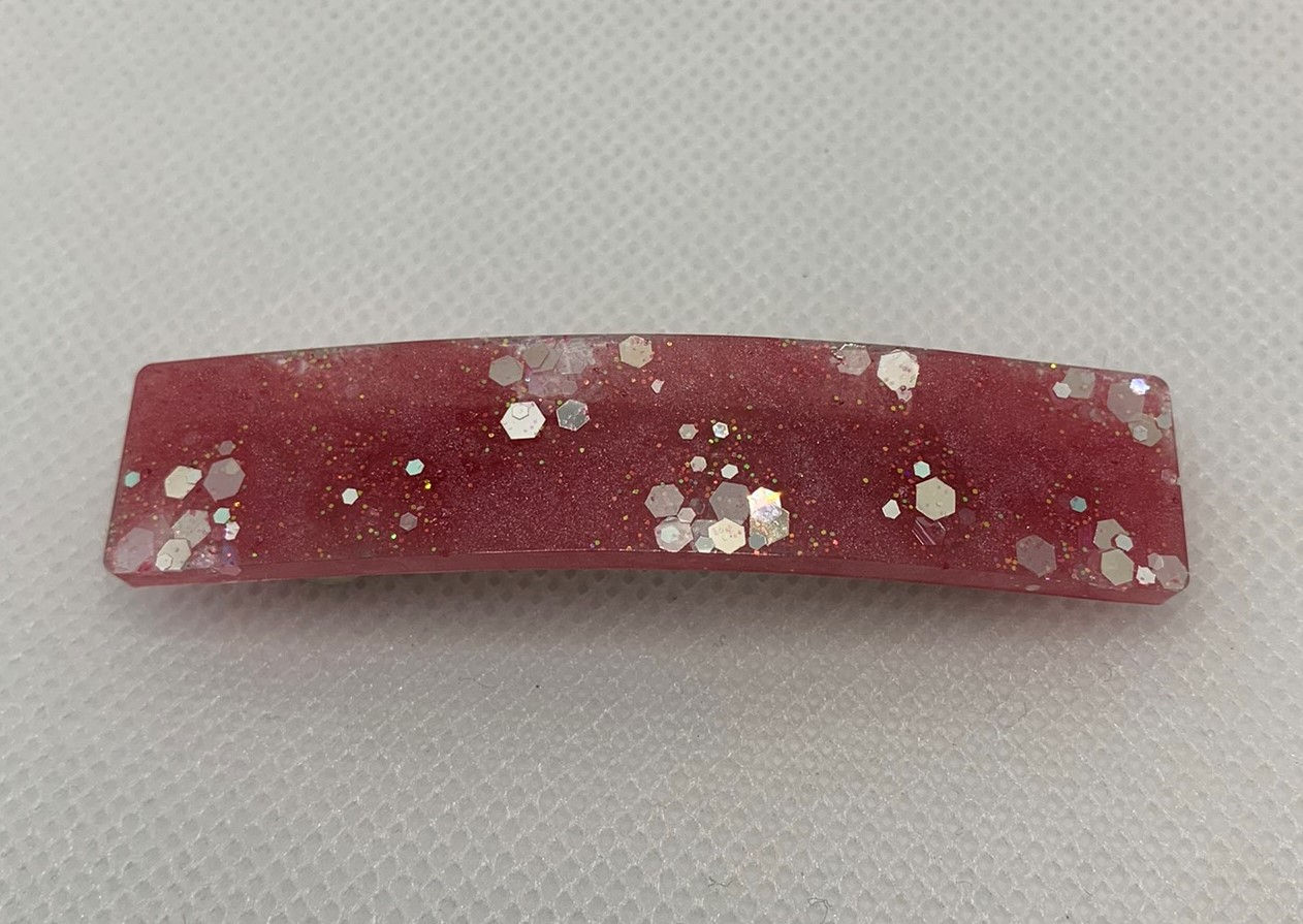 Pink mica straight hair barrette
