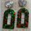 Thumbnail: Red, green and silver donut arch resin earrings