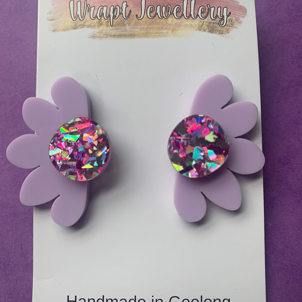 Purple and pink crystal flower acrylic stud earrings