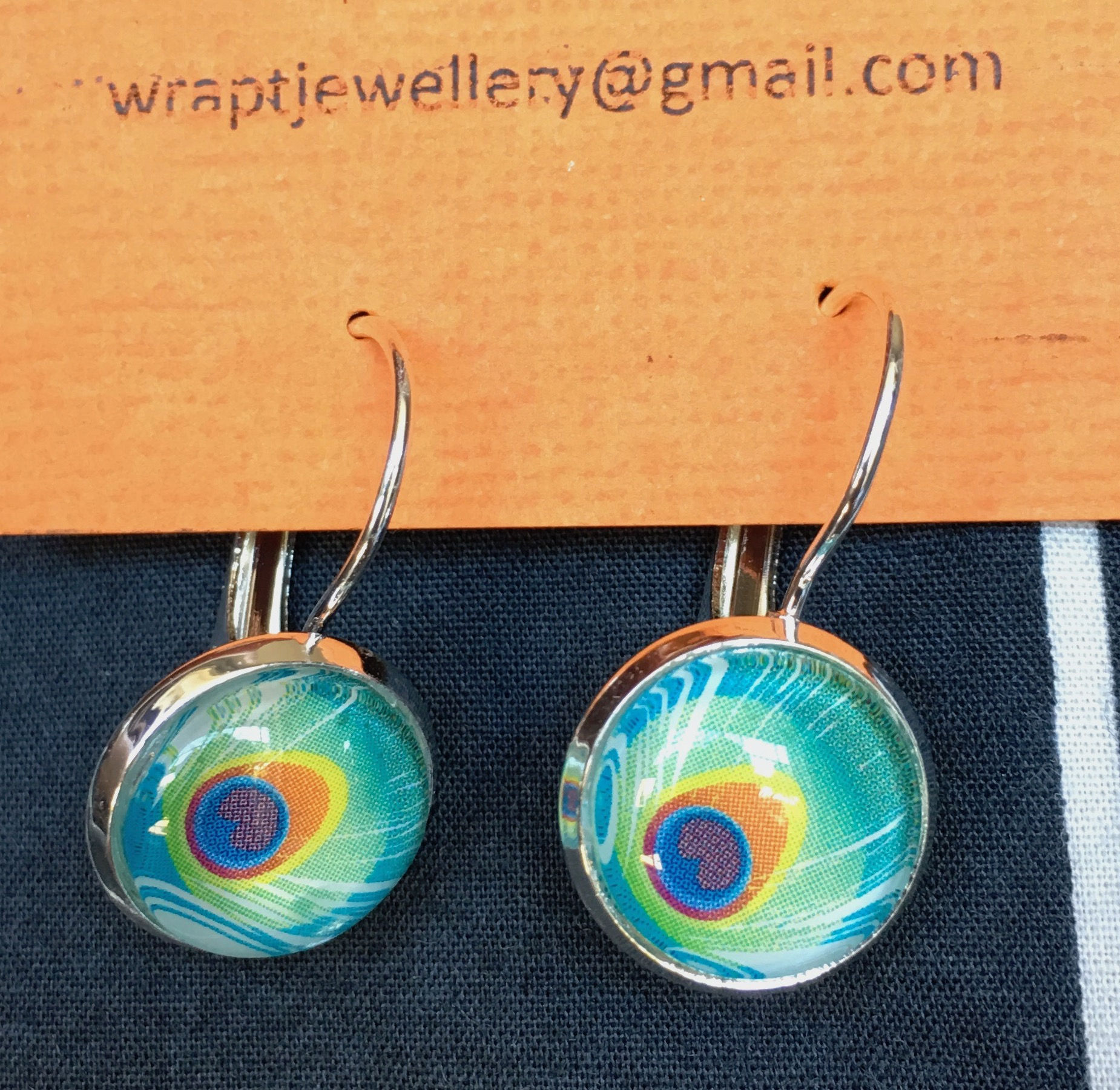 'Shake Your Tail Feather' cabochon earrings