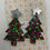 Thumbnail: Silver star 'Apple Razzberry' Christmas tree resin earrings