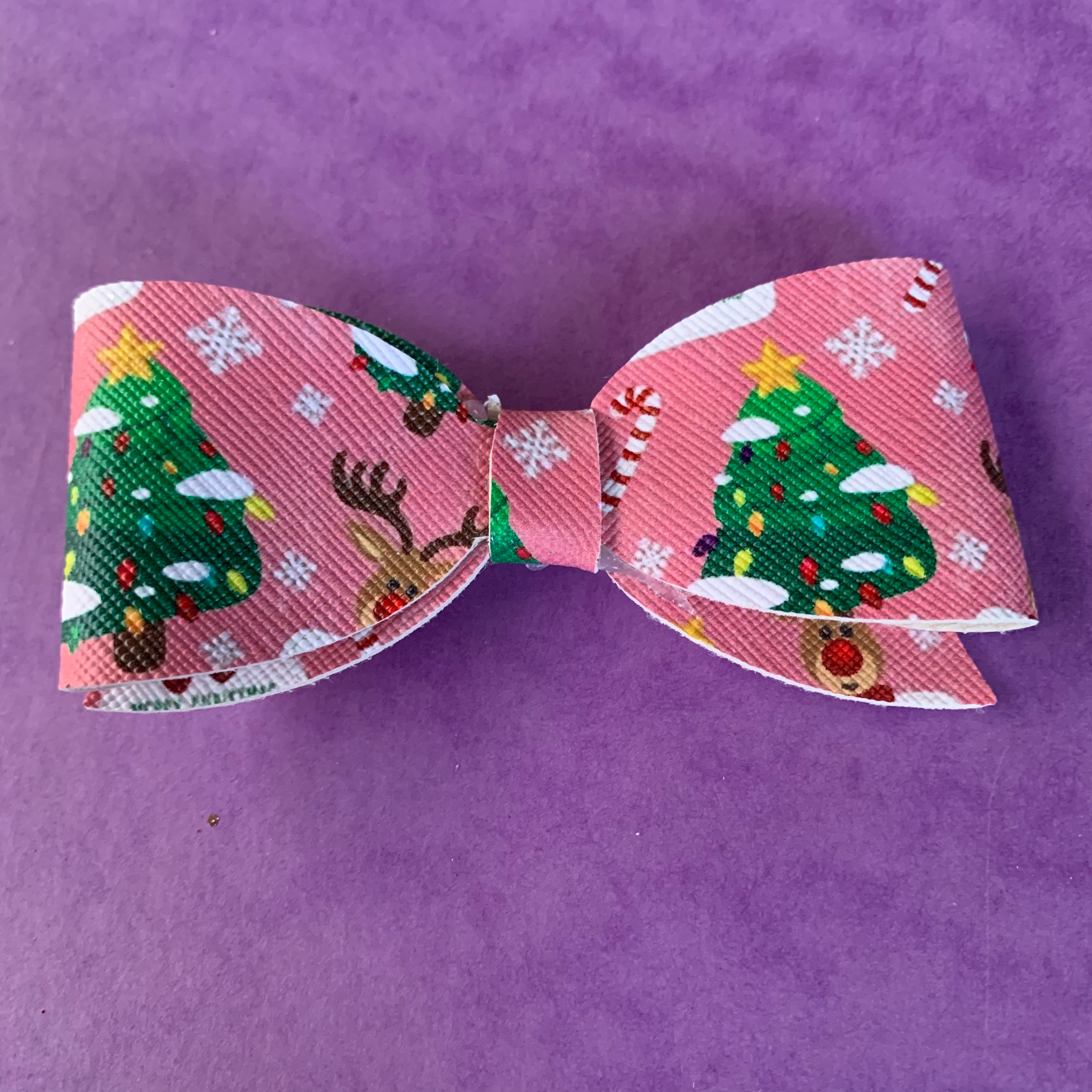 Pink Christmas small hair bow