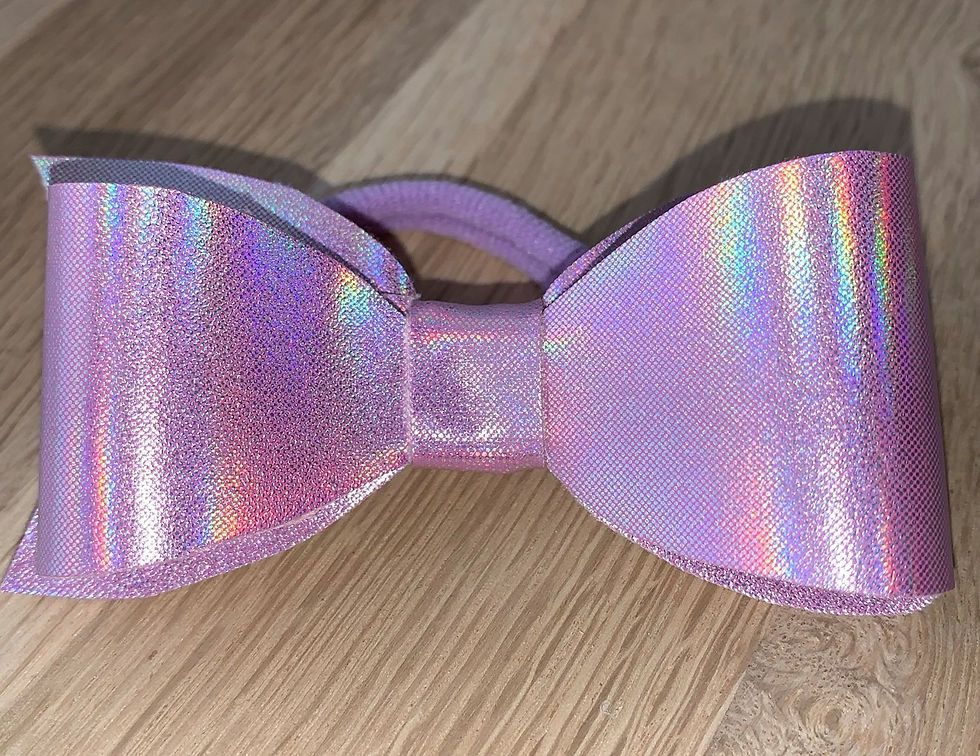 Pink shimmer small hair bow