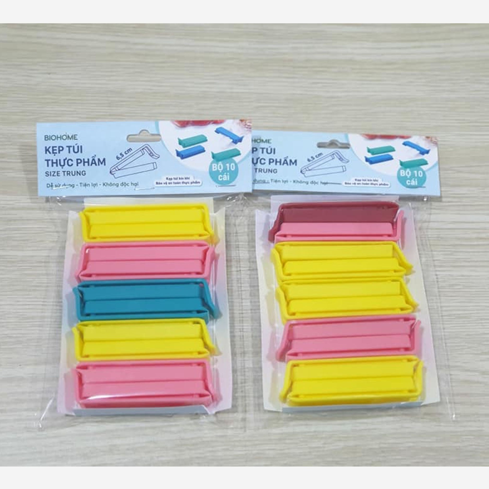 KẸP TÚI SIZE TRUNG (10 CÁI) (GIAO MÀU NGẪU NHIÊN) - BIOPLAS