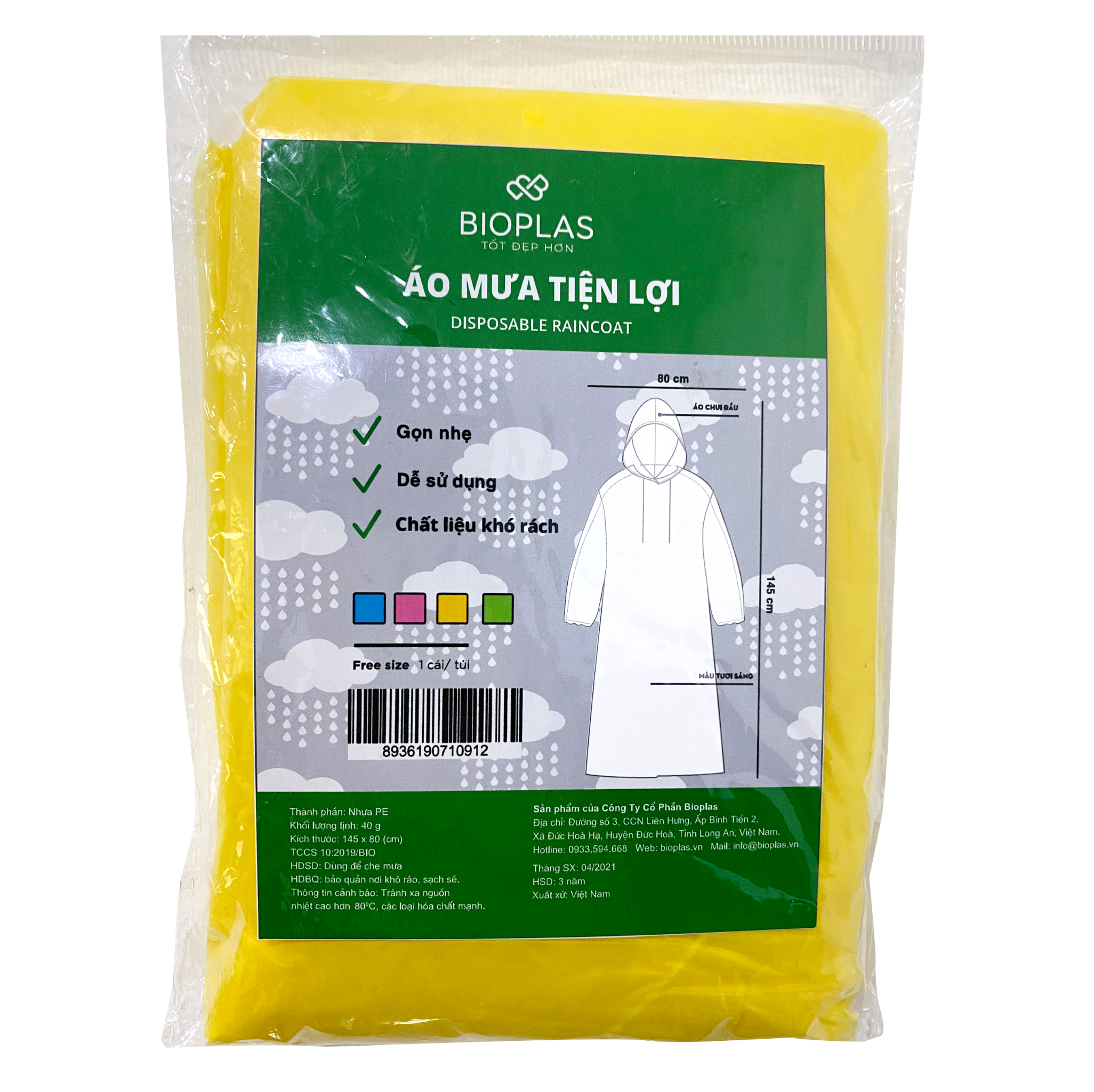 ÁO MƯA TIỆN LỢI PE (GIAO MÀU NGẪU NHIÊN) - BIOPLAS