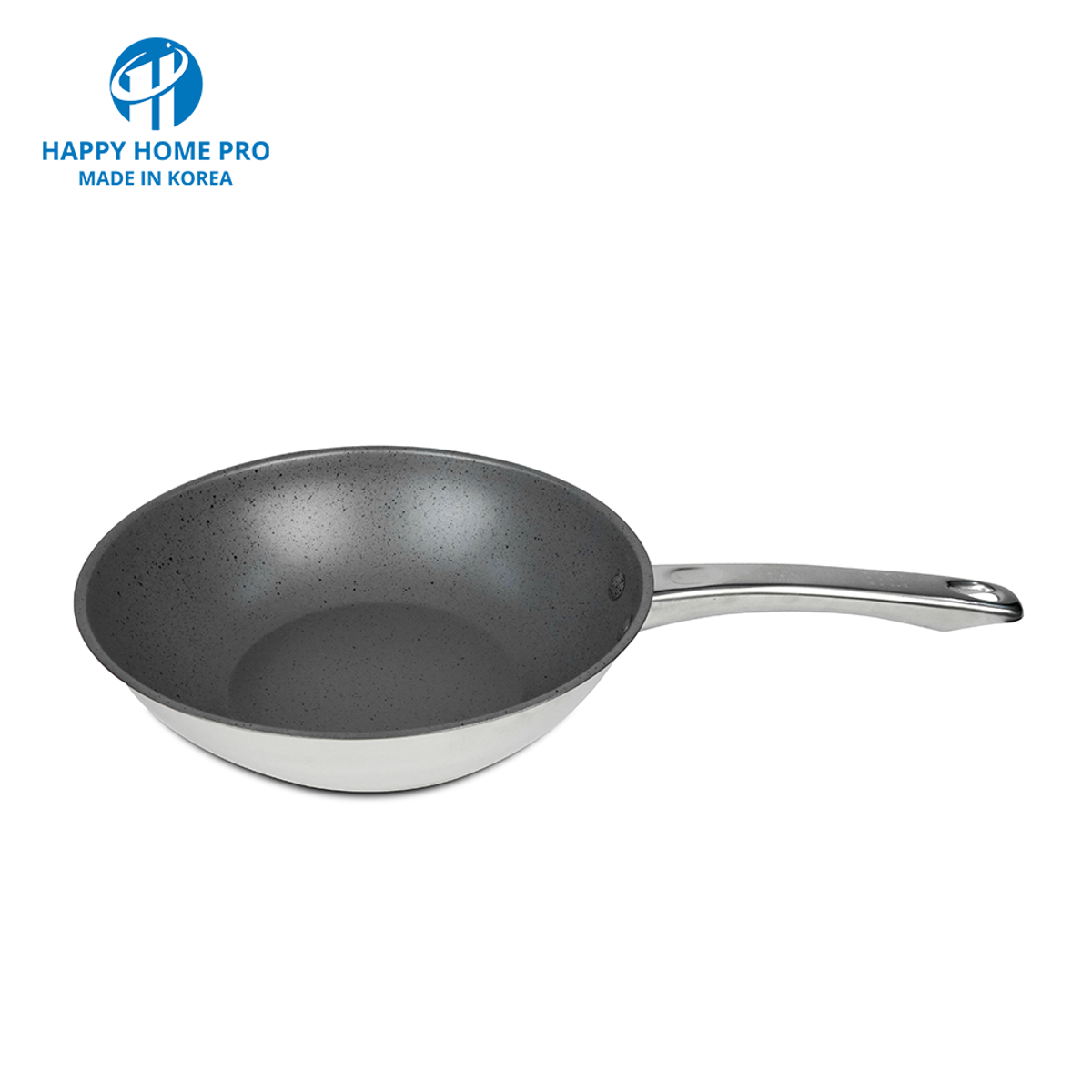 CHẢO XÀO INOX TRÁNG CHỐNG DÍNH 26 x 7.5 CM - HAPPY HOME PRO