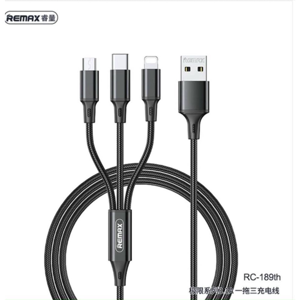 CÁP 3 TRONG 1 RC 131TTH TYPE C, IP, MICRO (GIAO MÀU NGẪU NHIÊN) - REMAX