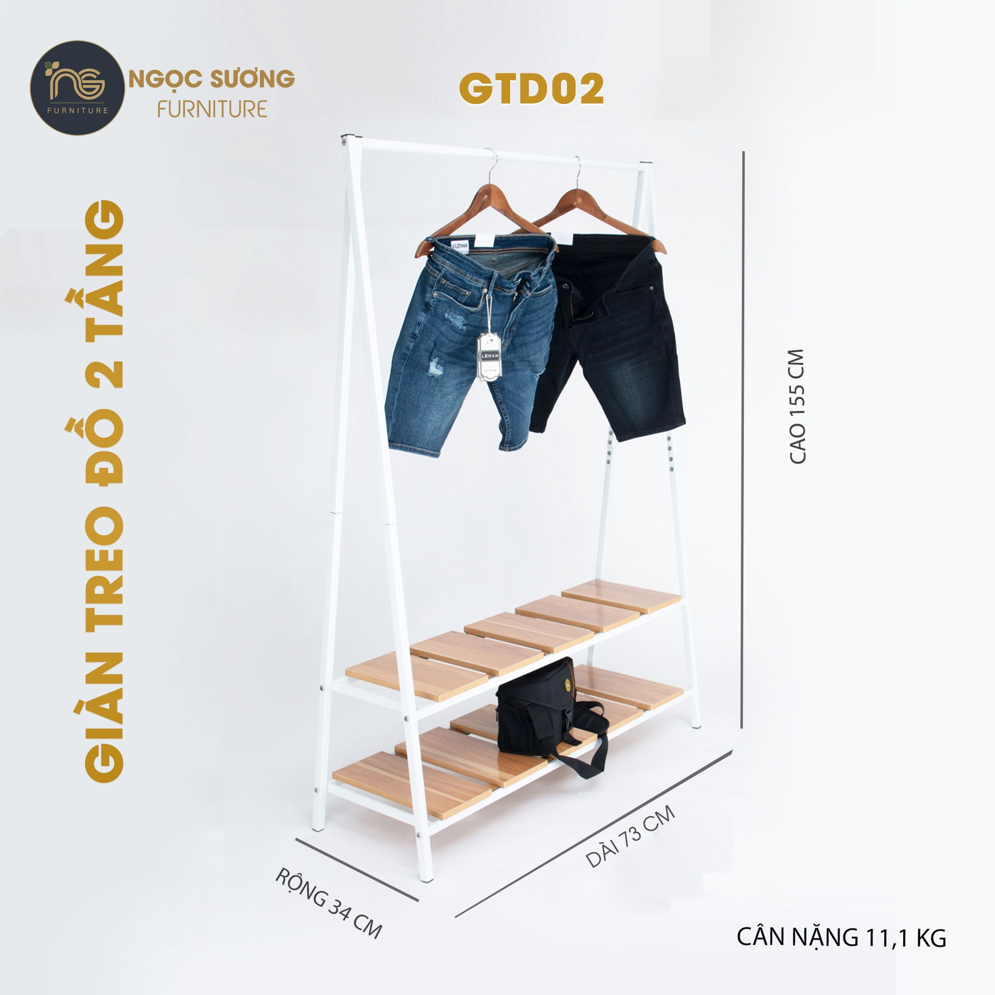 GIÀN TREO ĐỒ 2 TẦNG GTD02 - NGỌC SƯƠNG