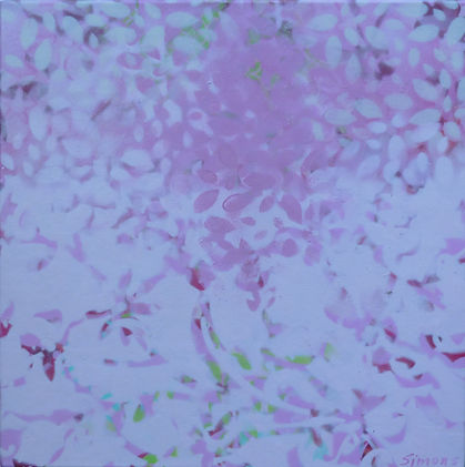 Flowers, gardens, floral, foliage, painting, acrylic painting, pink, violet, lavender