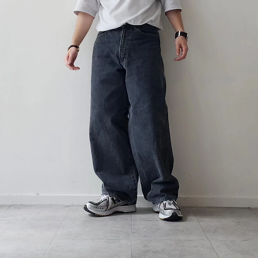 INTERIM / 40's Mil Baggy Zipped Used Shuttle Denim Trousers | Tree