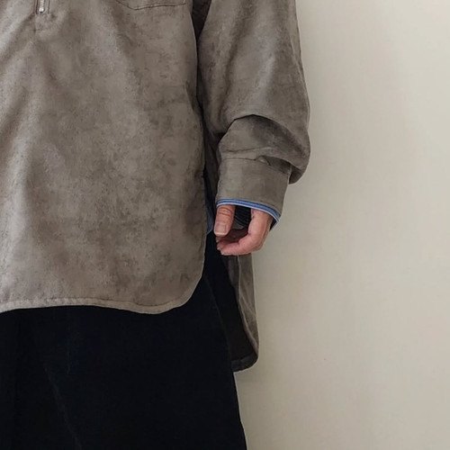 ANCELLM / Vegan Leather Skipper Long LS Zip Shirt | Tree And Branch 