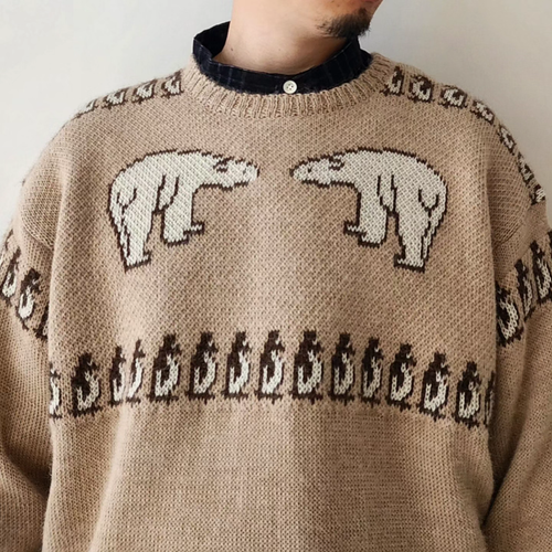 interim 40s ANIMAL JACQUARD ALPACAセーター INTĒRIM・40s ANIMAL JACQUARD ALPACA CREW SWEATER / browniegift