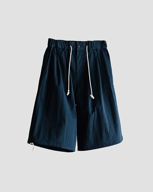 Two Tuck Wide Half Pants (Navy) | Tree And Branch