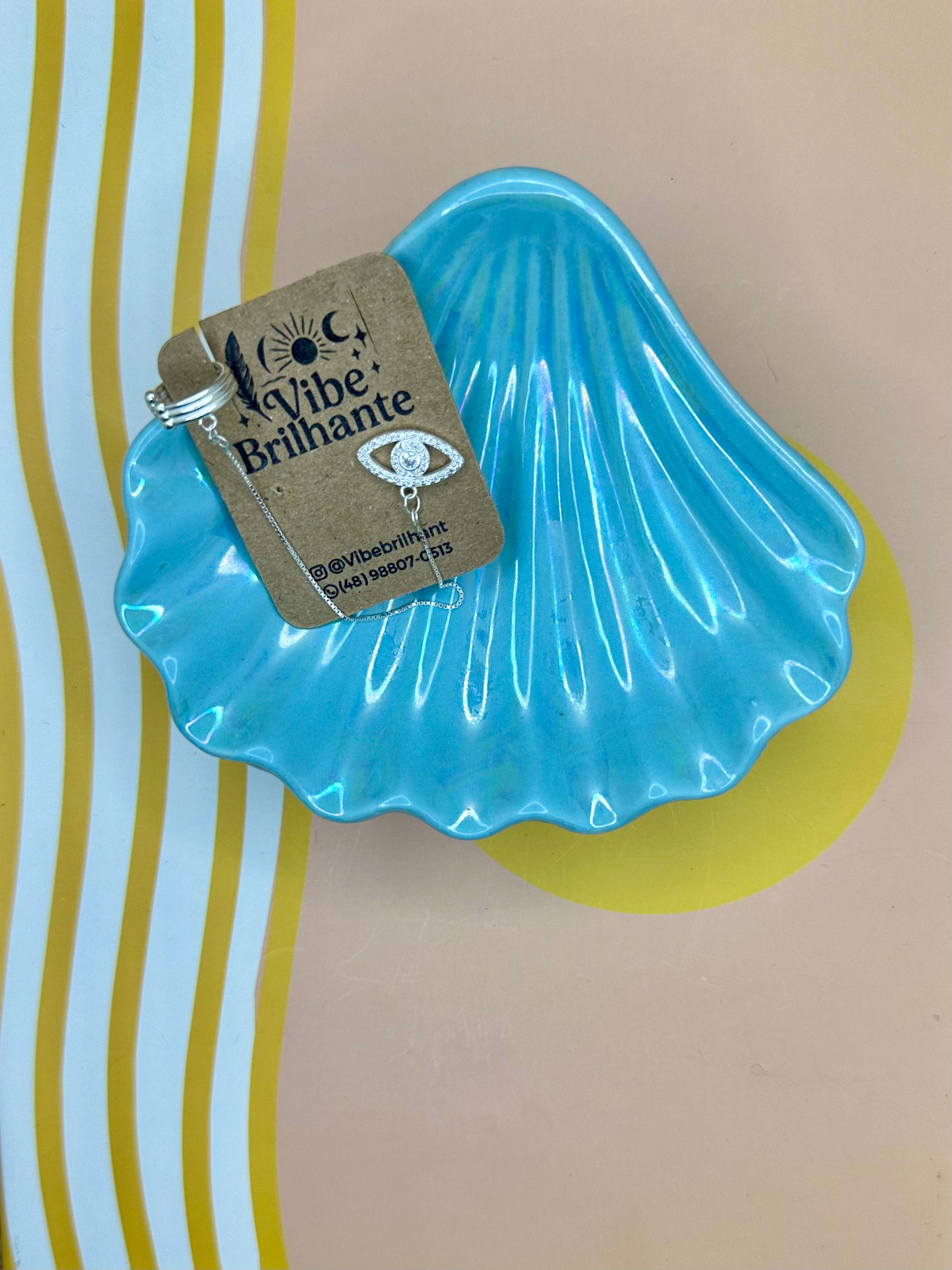 Brinco olho grego fixo com mz veneziana piercing argolaPrata925