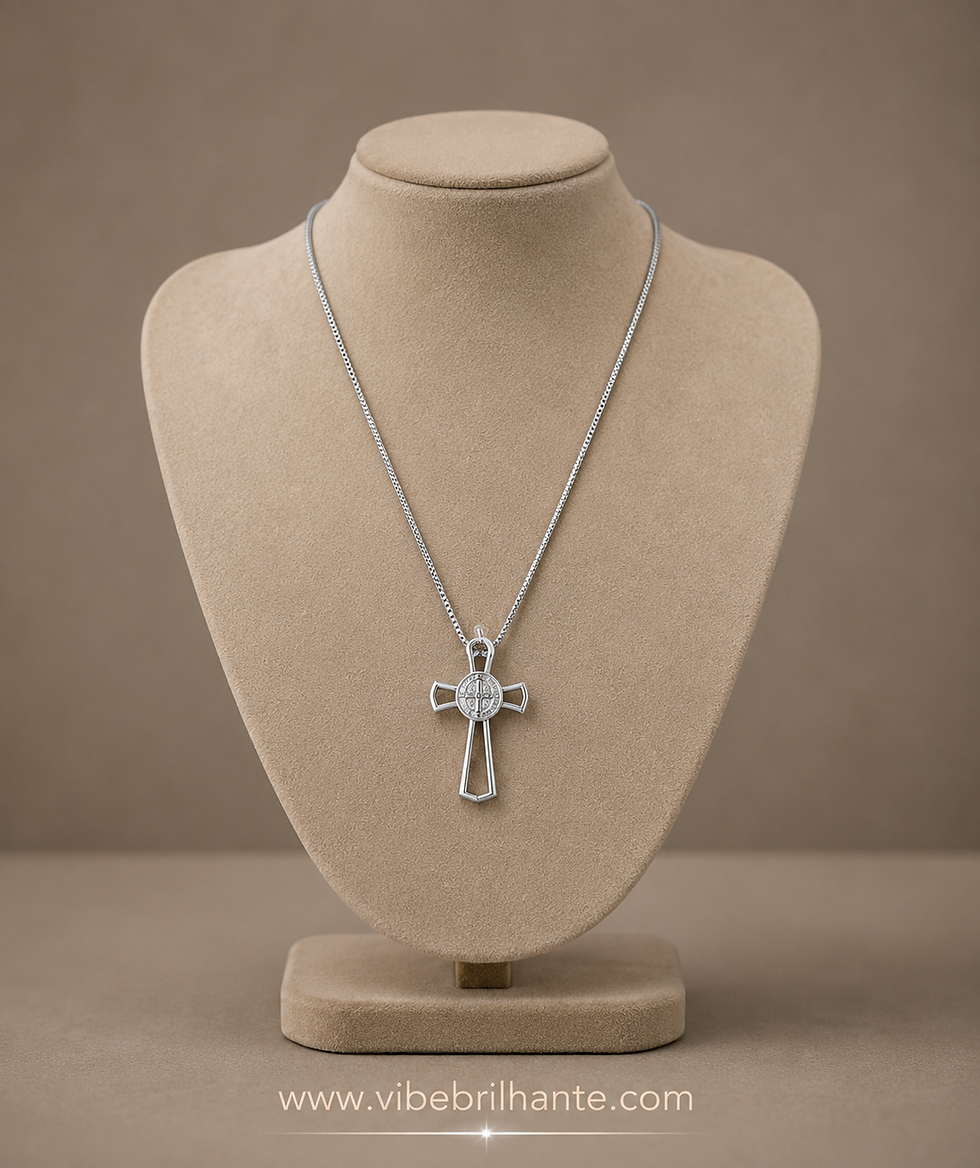 Miniatura: Corrente Masculina 70cm + Pingente Cruz Medalha