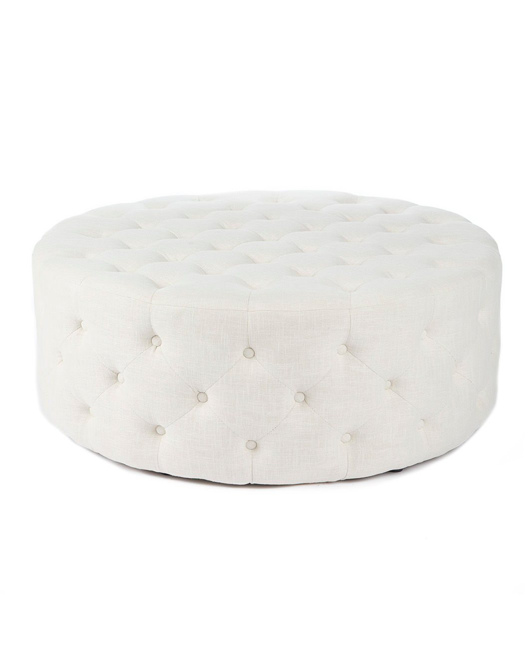 Tufted Linen Ottoman - Hamptons Linen