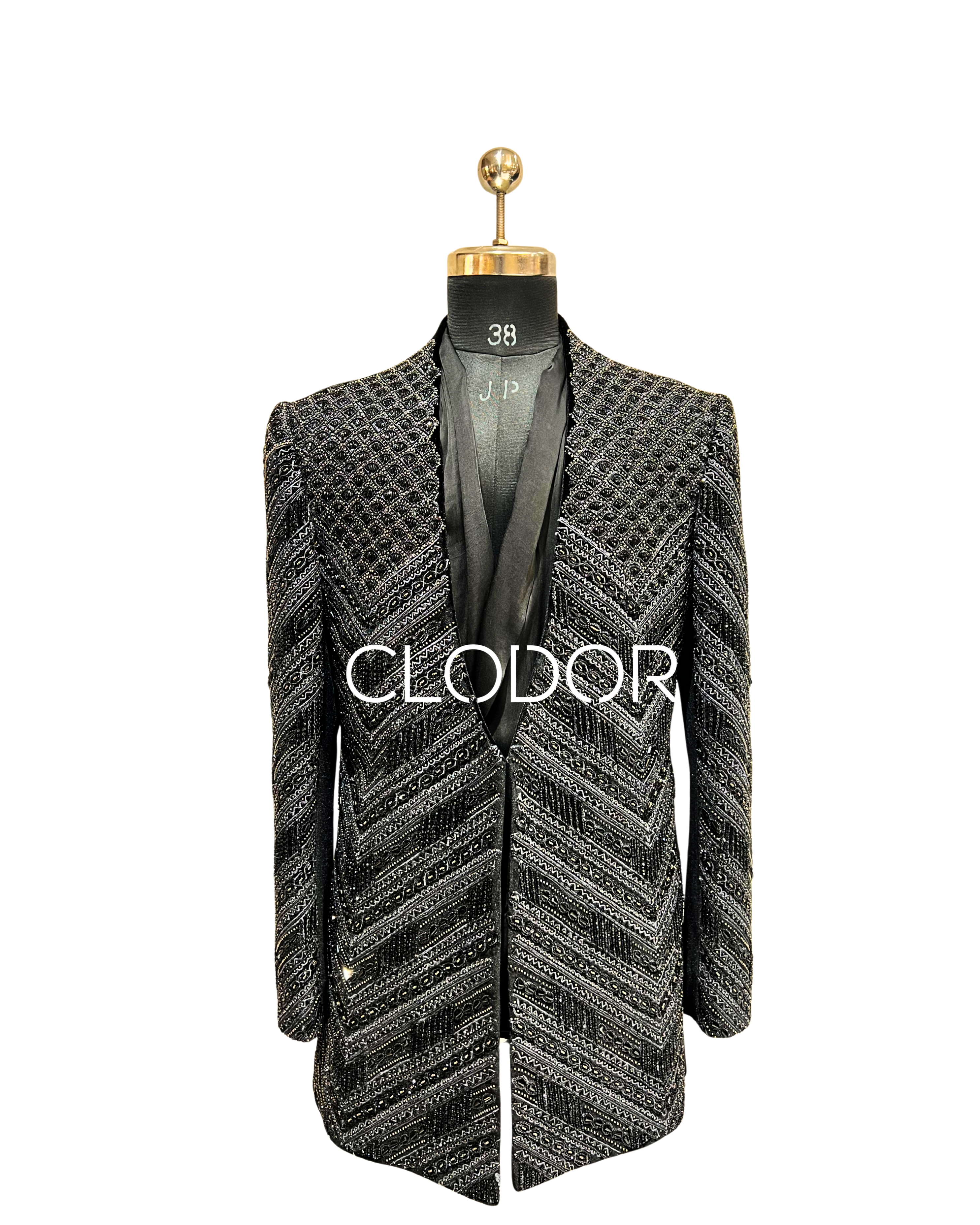 BLACK VELVET SHIMMER JACKET WITH COWL SHIRT