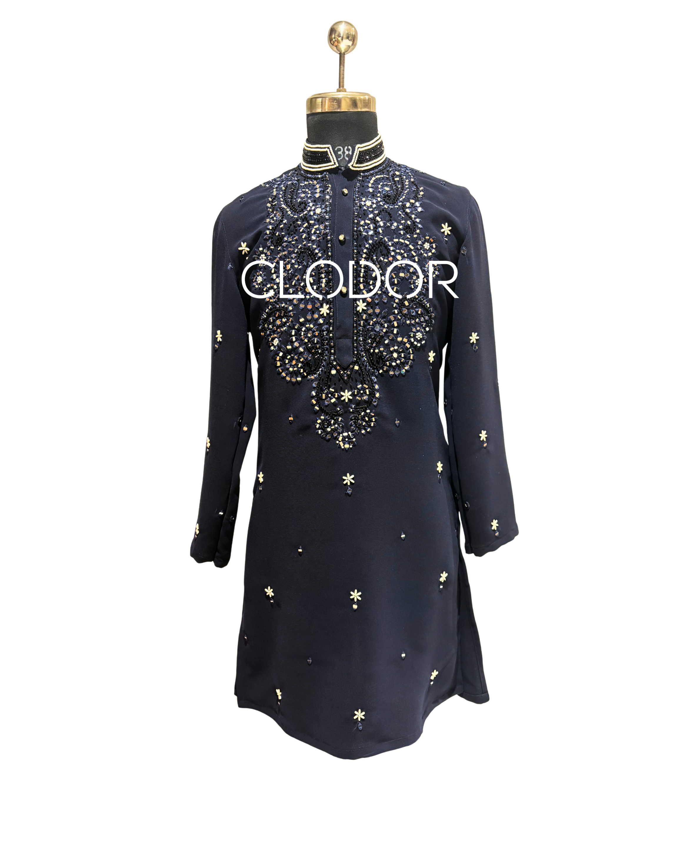 DARK BLUE KURTA WITH HANDWORK