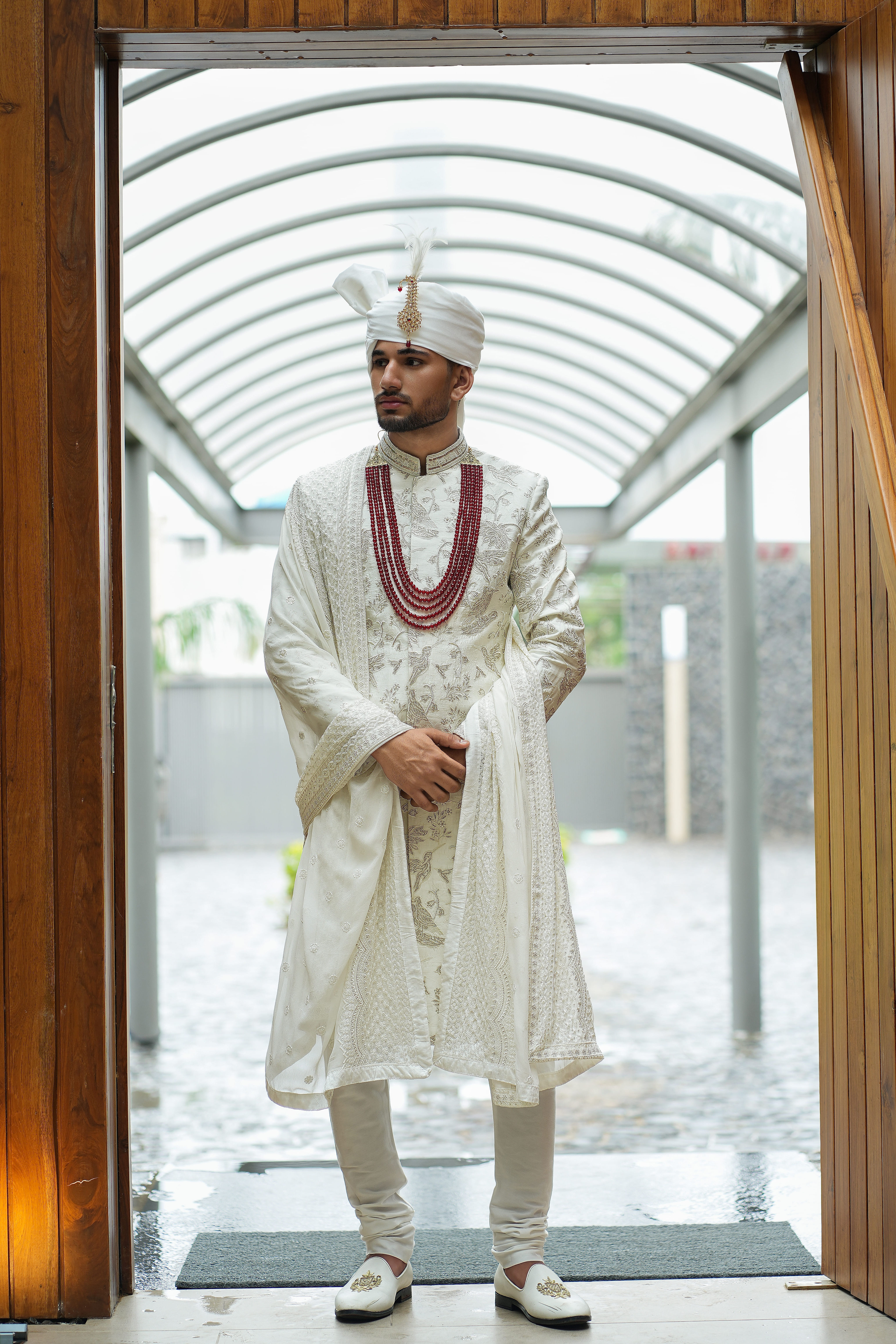 IVORY BIRD EMBROIDERED SHERWANI