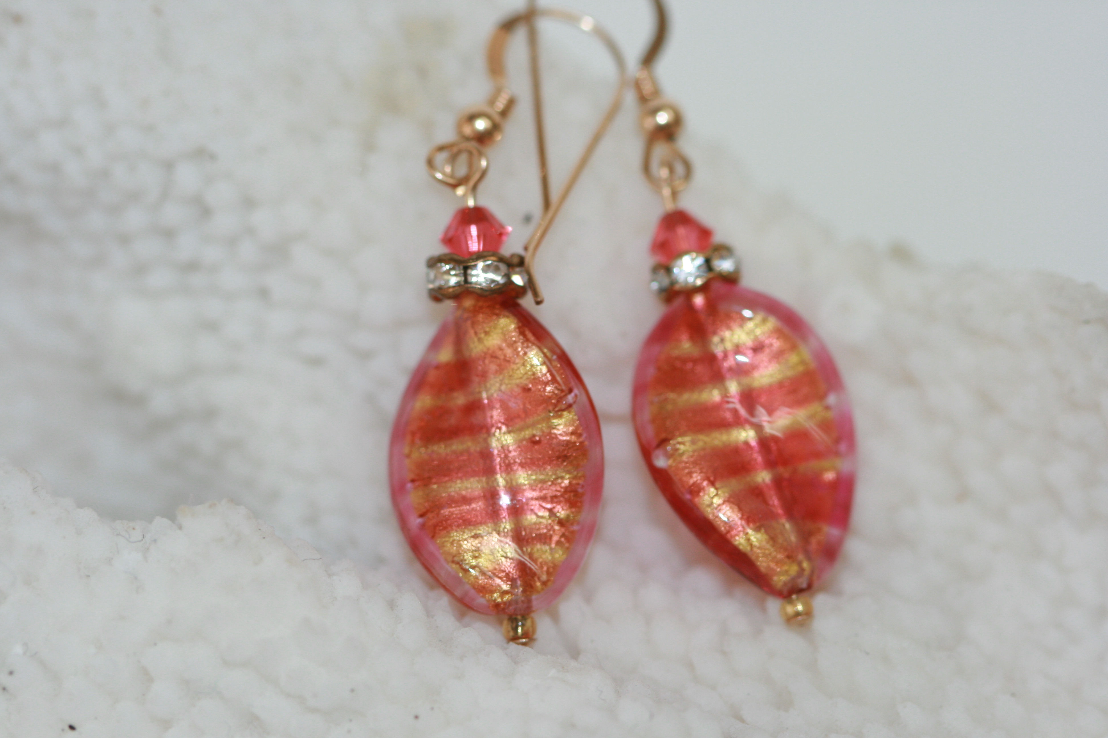 Murano glass gold foil earrings MGGE -01