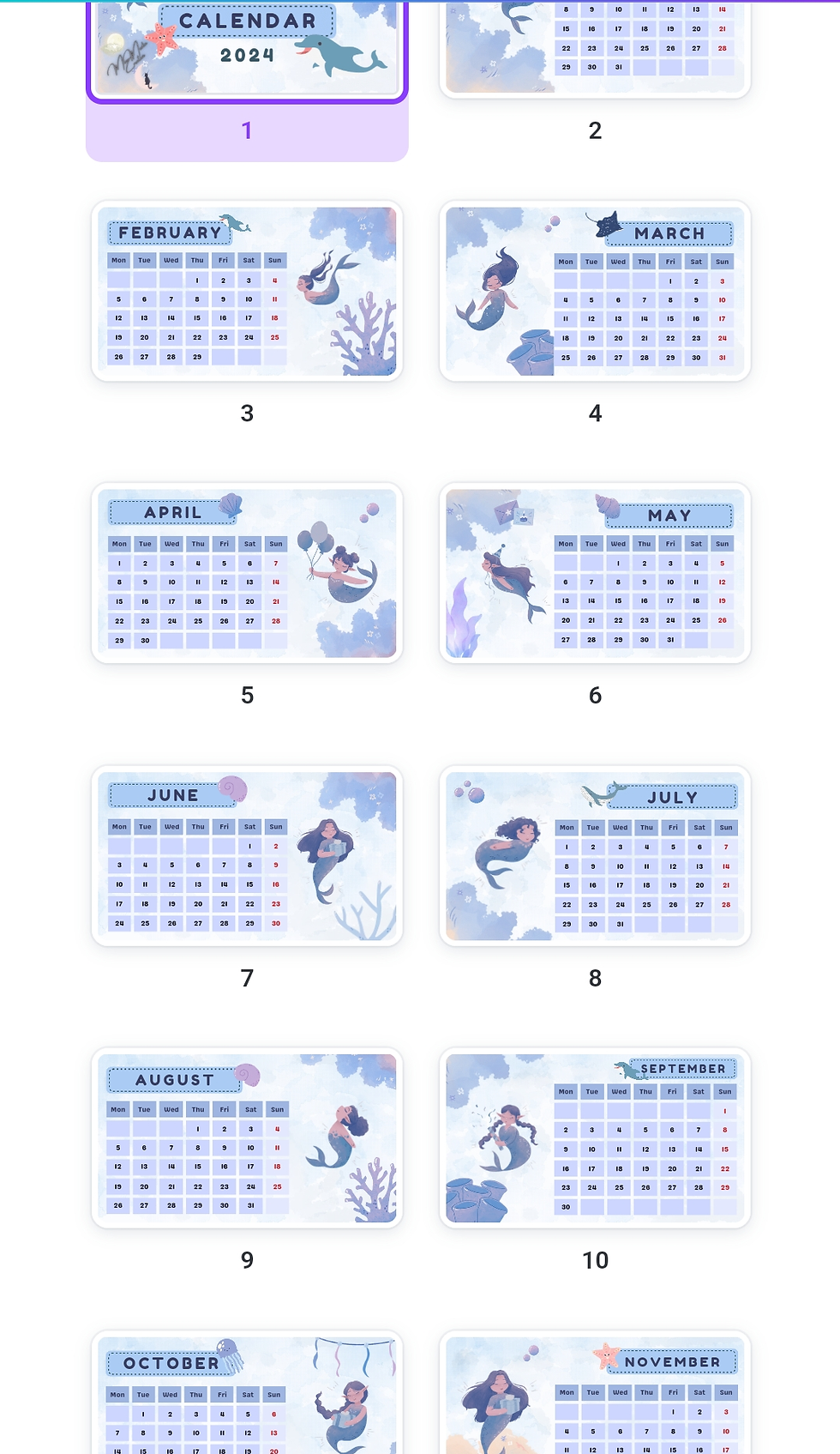 Thumbnail: 2024 Mermaid Calendar