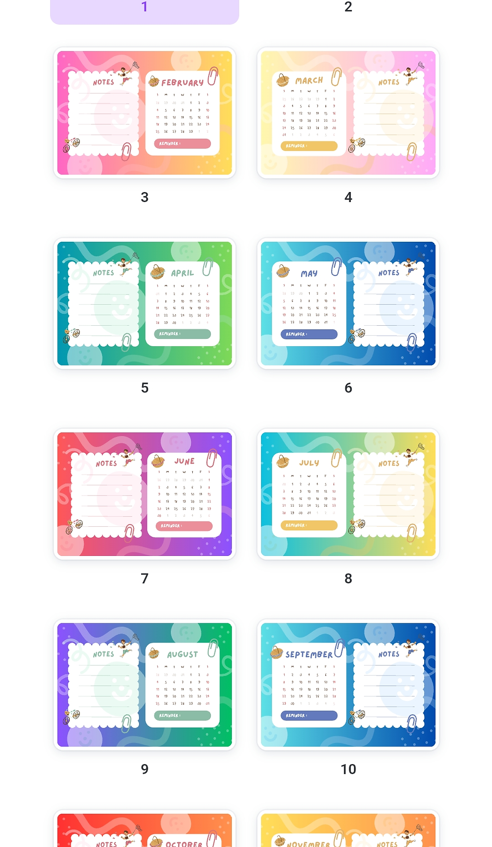 Thumbnail: 2024 MoonMedia Gradient Calendar