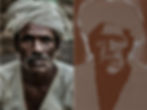Side-by-side comparison of a photo of an Indian man wearing a turban and a painting of the same subject with the face blocked in using dark and light values