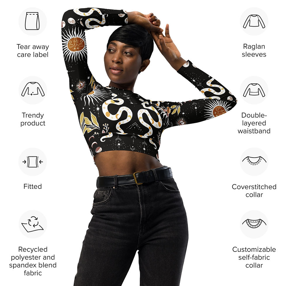 Thumbnail: LUNAR SERPENT Recycled long-sleeve crop top